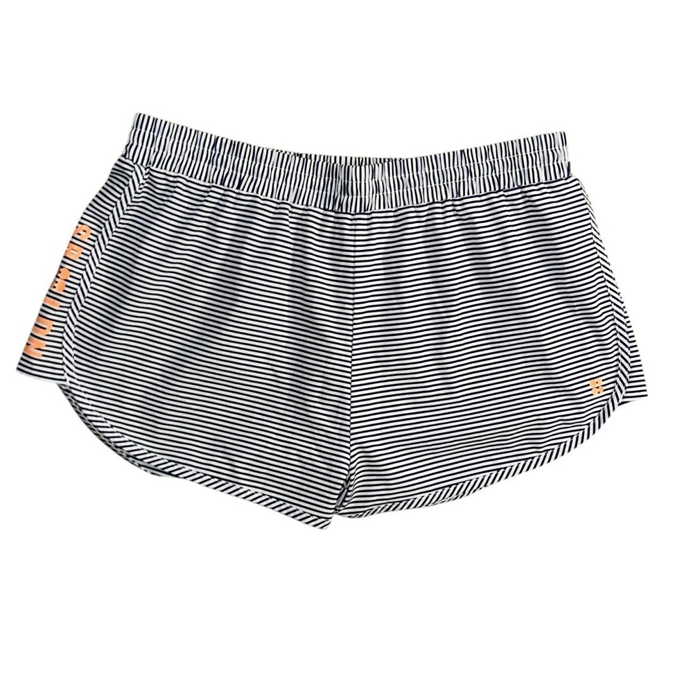 Sweaty Betty London Surfs Up Striped Board Shorts Size Medium Beetle Blue Stripe